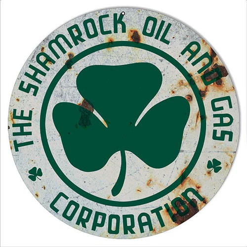 Vintage Style Metal Sign Shamrock Corporation Oil And Gas 14x14