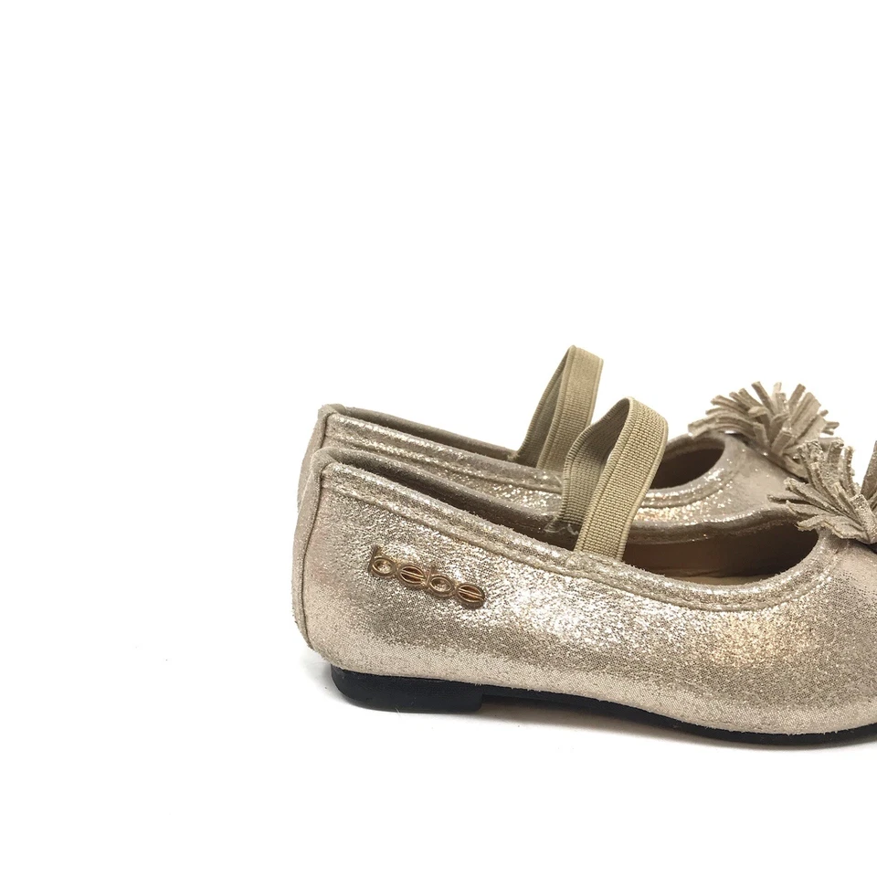 Pompones planos de ballet dorados brillantes talla 6 Bebe para niñas pequeñas Mary Jane sin cordones Foto 2 de 4