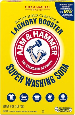 ARM & Hammer Super Washing Soda Household Cleaner And Laundry Booster, 55 oz Box
