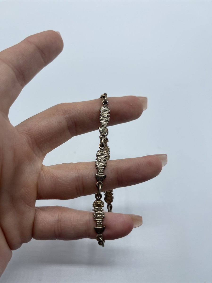 Beautiful 925 Sterling Silver Aztec Fancy Link Bracelet# A56 | eBay