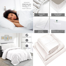 LUJO Suave 4PC Juego Sabanas Fundas Bolsillos Profundos Almohada Ropa Cama TWIN