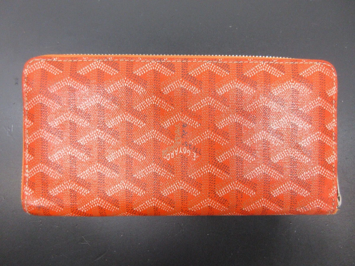 Authentic GOYARD Zip Around Long Wallet PVC Leather Orange 103764