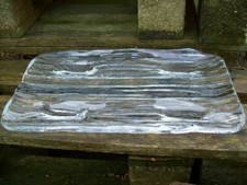 schwere Servierplatte auf Füßen dickes Glas rechteckig Fuß Kuchenplatte 28x16