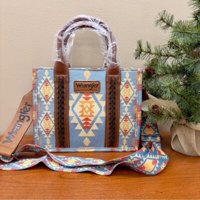 Wrangler Tote Crossbody Southwestern Guitar Strap Purse Blue Handbag NWT