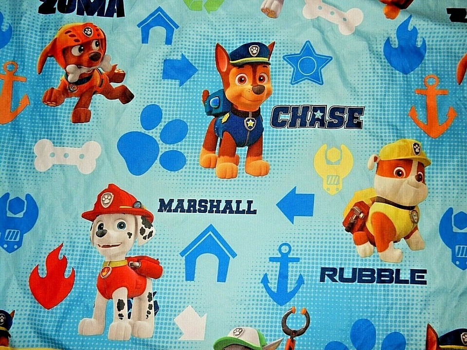 9F Disney PAW PATROL Puppy Dogs Microfiber TWIN Flat Bed Sheet (Fabric
