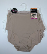 Bali 3 Pair Smooth Comfort Brief EasyLite Panty Sz L/7 Beige Sand White DFELB3
