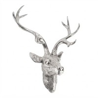 Hirschgeweih Silber Optik - 10 Ender 60X51 Cm - Hirschkopf Wand Deko Jagd Geweih
