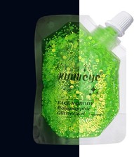 Holographic Face Glitter Gel Body Shimmer Makeup for Hair, Luminous Green