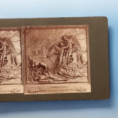 Bedford Stereoview um 1915 Echtfoto F.Schrader Bunyan Pilger Fortschrittstür (6)