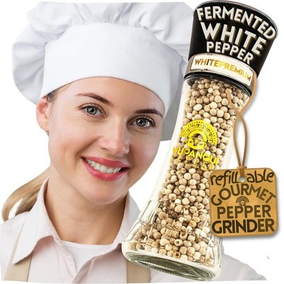 White Pepper Grinder with Fermented white peppercorns Whole Organic Peppercor...