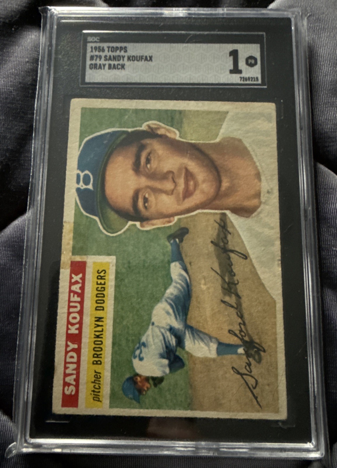 1956 Topps Sandy Koufax #79 Brooklyn Dodgers Gray Back Graded SGC 1 HOF