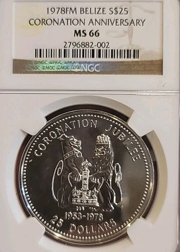 Belize 1978 25 Dollar Superb Gem Specimen Strike Mtg 352 NGC 66 PQ LJ