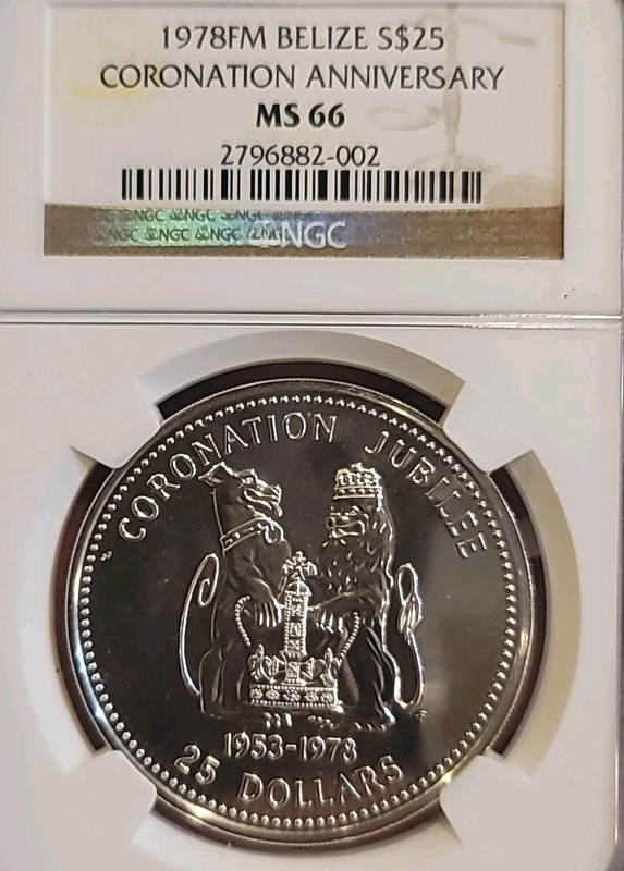 Belize 1978 25 Dollar Superb Gem Specimen Strike Mtg 352 NGC 66 PQ LJ