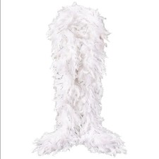 THARAHT White Silver Chandelle Turkey Feather Boa 2Yard-38g,