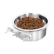 Dog Food Bowl Crate Water Bowl Small Animal Cup With Holder, Stainless Steel