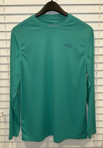 Reel Life Long Sleeve Shirt Men's Small Aqua Fisherman Long Sleeve