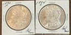 1884-O & 1890-P, Lot of 2 Morgan Silver Dollars AU-UNC EXACT SHOWN