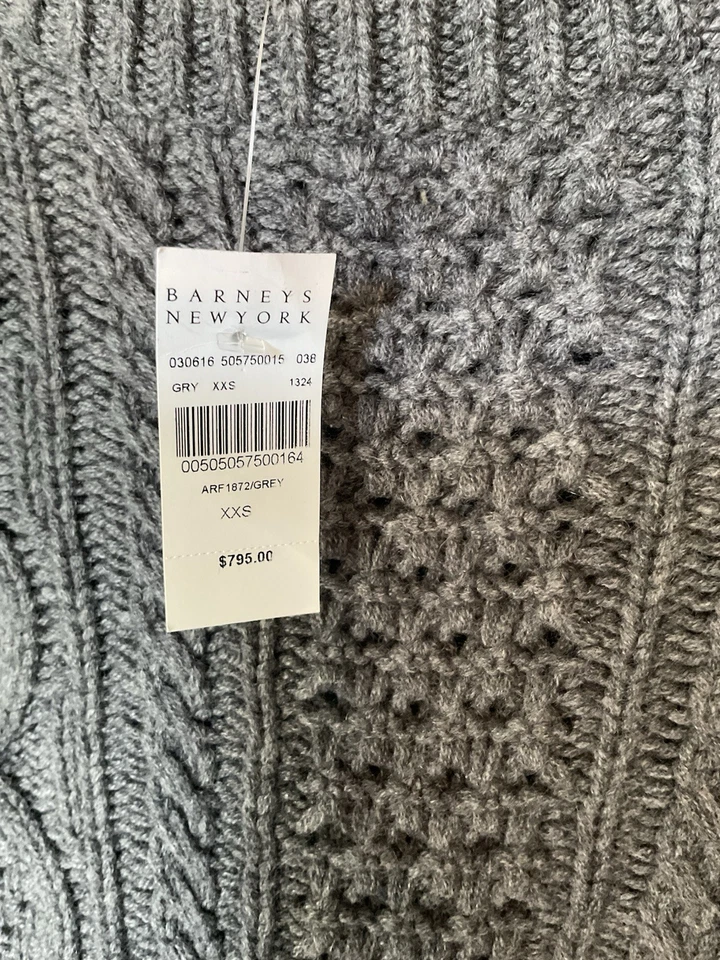 Женские XXS Barneys New York ИТАЛИЯ 100% кашемир толстые негабаритные новые с ярлыками $795 - Изображение 3 из 4