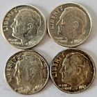 1962 Roosevelt Dime - 90% Silver Melt Value (Lot of 4)