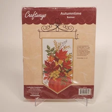 NIP Craftways "Autumntime" Banner w/hanger Counted Cross-stitch Kit #182679 NOS
