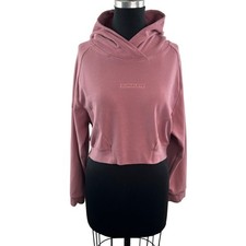 Alphalete Pink Cropped Hoodie Cotton Stretch Raglan Sleeve Pullover Size Large L