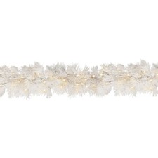 9 ft. Pre-Lit Wispy Willow White Garland with Clear Lights, Plug-In