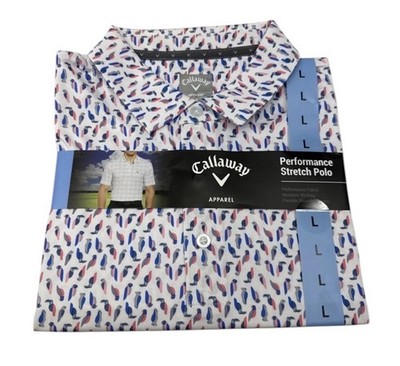 Callaway Men's Opti-Dri Performance Stretch Golf Polo Birdie Print White Large