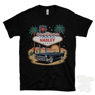 HAGLEY LAS VEGAS SIGN PARODY FUNNY T-SHIRT Worcestershire  uk