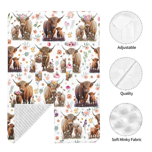Highland Cow Baby Car Seat Canopy Cover Multi Use Nursing Cover for Newborn Car - 第 7/12 張圖片