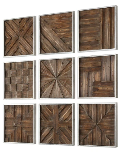 Uttermost Bryndle Rustic Wooden Squares S/9 - Picture 2 of 4