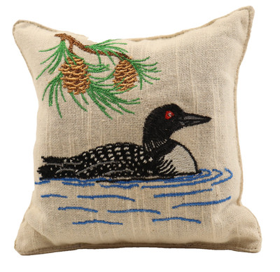 Embroidered Loon 6'' Balsam Fir filled Sachet Christmas Tree Paine's Scent Bird