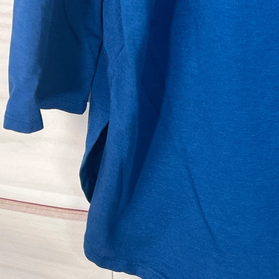 J Jill Top Womens L Blue Luxe Supima Cotton Tunic Shirt Long Sleeve Round Neck - Image 4 of 4