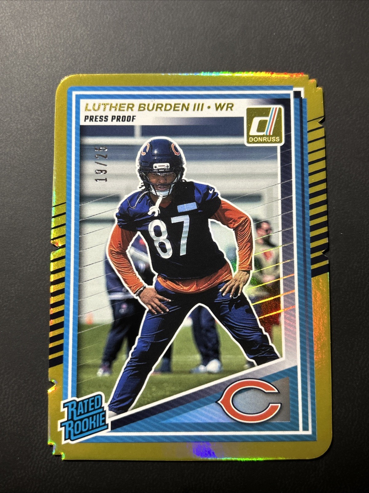 2025 Panini Donruss Luther Burden III Rated Rookie Gold Press Proof Die-Cut /25