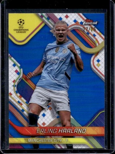 2024-25 Finest UEFA Erling Haaland Blue Refractor #27/75 Man City
