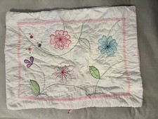 Pottery Barn Kids Vintage Pink Floral Embroidered Quilt Standard Pillow Sham EUC