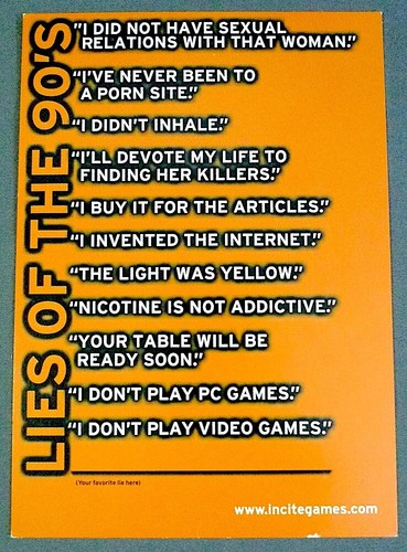Incite PC Gaming Lies of the 90's 1999 Promotional Max Racks Postcard