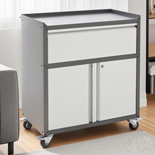 Lockable Steel Storage Cabinet 2-Door 1-Drawer Locker Tool Chest Cupboard Garage