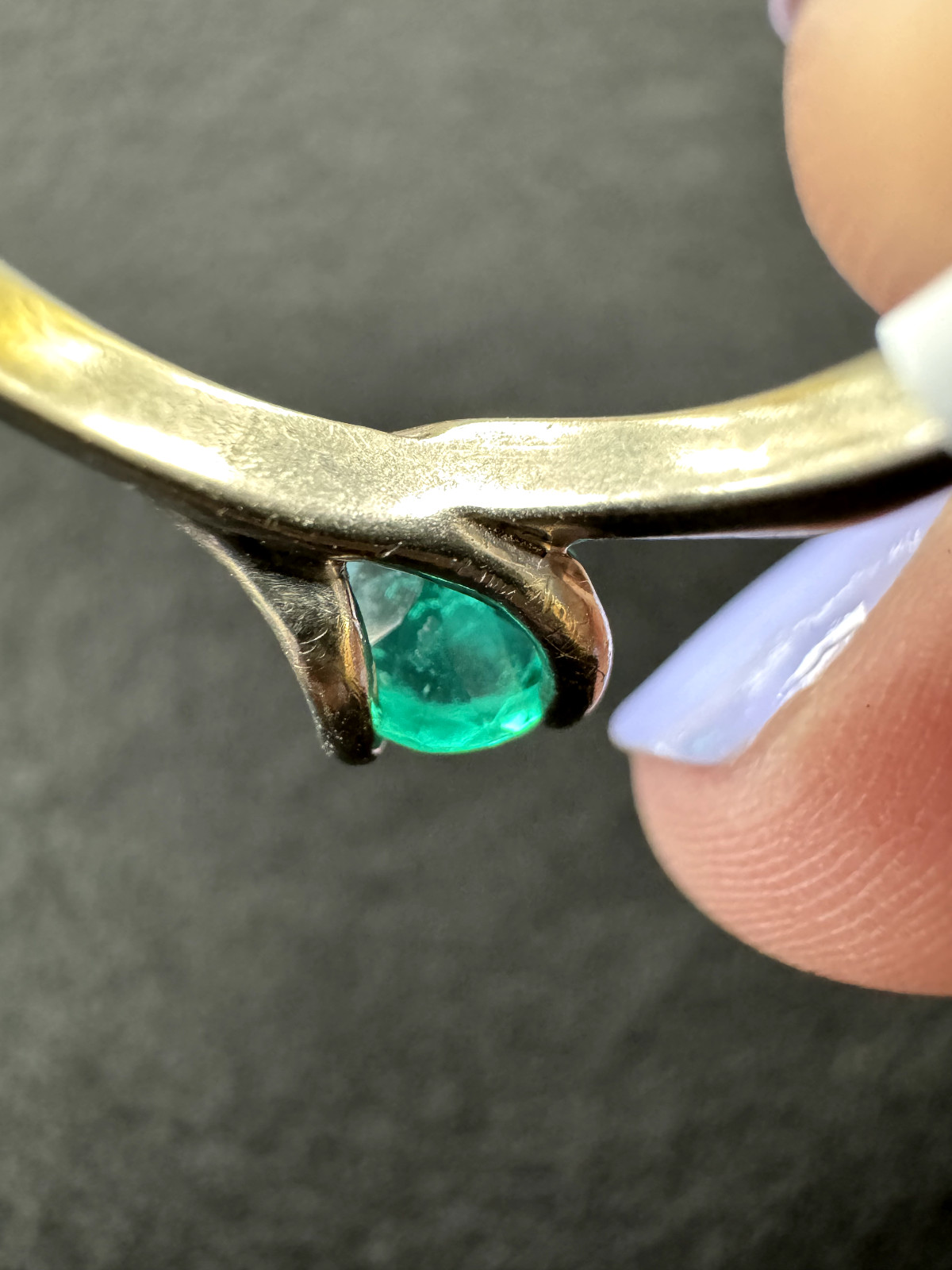 Simulated Emerald Solitaire Ring, 10k White Gold,… - image 12