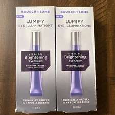 2 Bausch + Lomb Lumify Eye Illuminations Hydra Gel Brightening Eye Cream 0.5 Oz