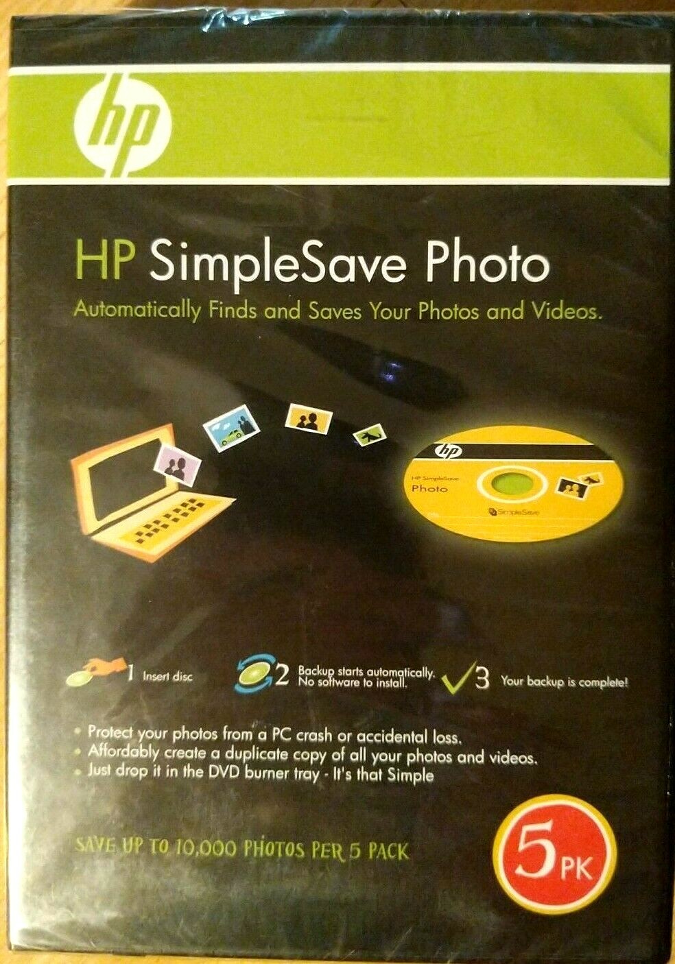 HP SimpleSave Five Pack Photo DVD Automatic Backup system New and ...