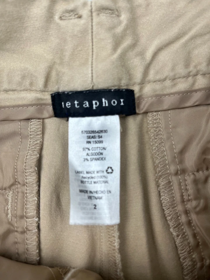 Pantalones chinos elásticos Metaphor para mujer talla 2 tostados con puños pierna cónica Foto 3 de 4