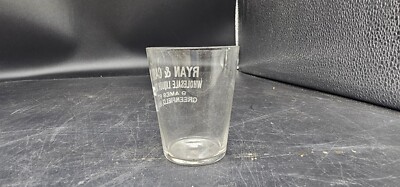 Ryan & Casey Wholesale Liquor Dealer Shot Glass  Pre Prohibition Greenfield MASS