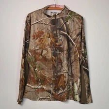 Realtree Women's Camo Quarter Zip Long Sleeved Pullover Top EUC Sz XL 