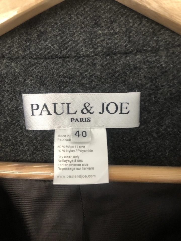 Abrigo Paul & Joe Paris Mujer Mezcla Lana Doble Pecho Gris Talla EU40 Dinero Antiguo Foto 2 de 4
