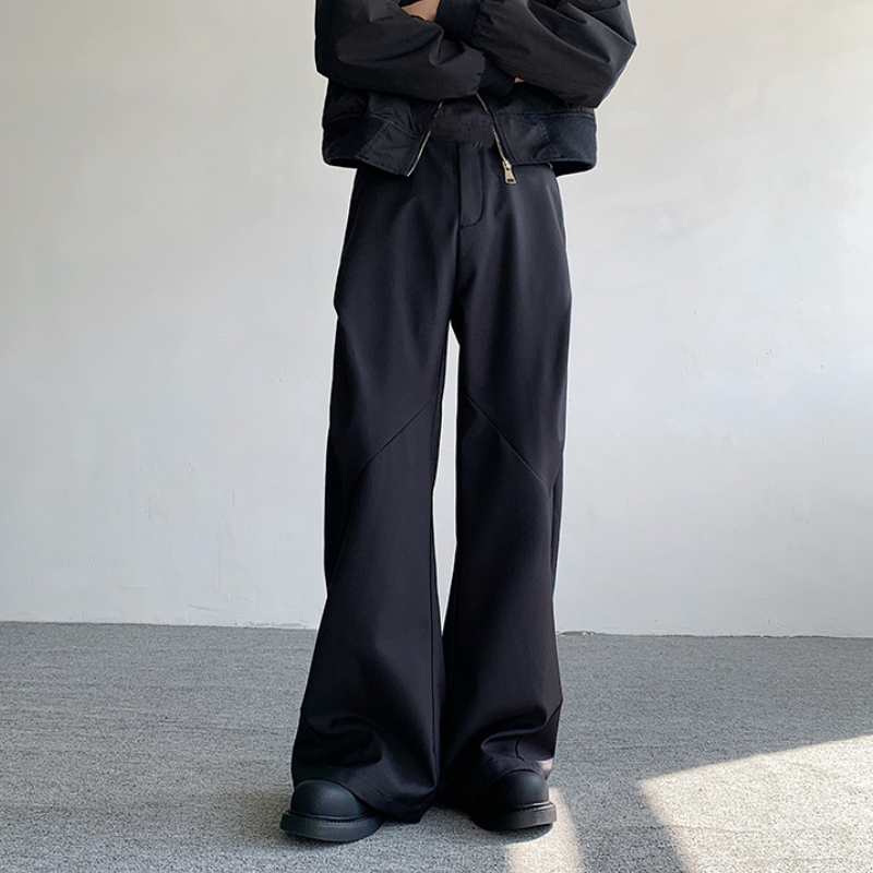 Korean Streetwear Casual Wide Leg Draping Pants Men Baggy Suit Trousers