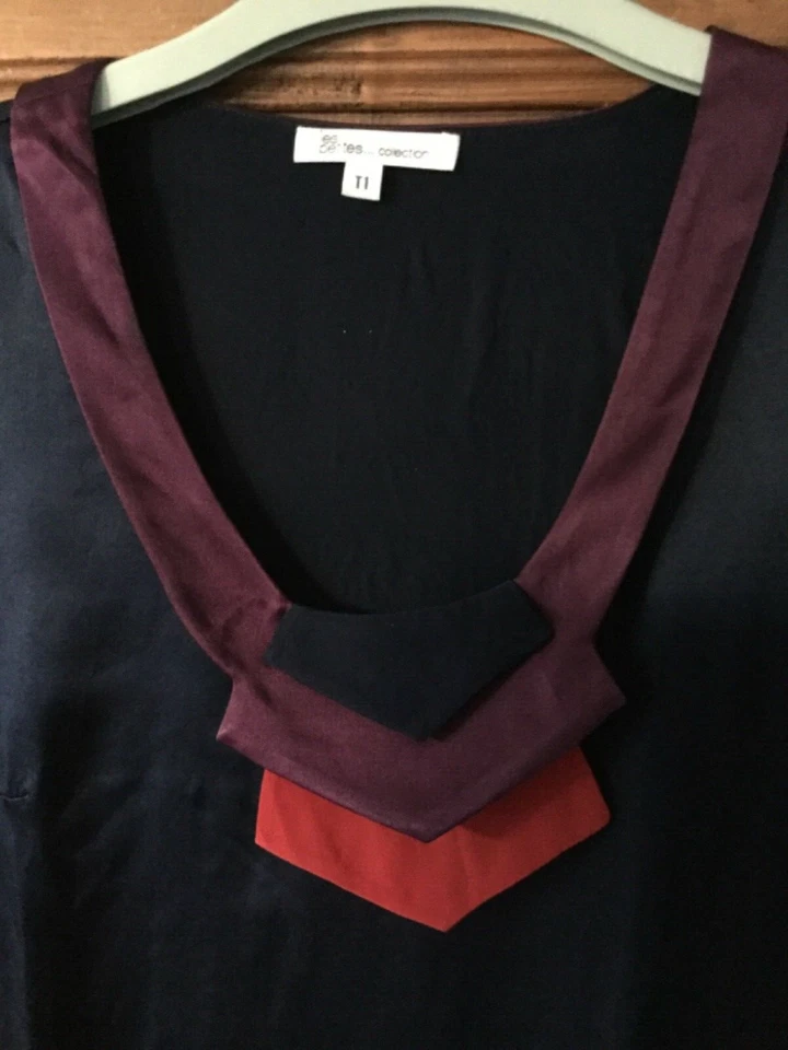 Robe en soie Bleue Marine- LES PETITES... Collection - Taille 1 - Photo 3/3