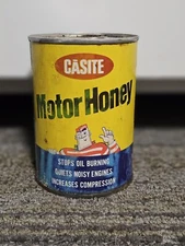 Vintage Clean Casite Motor Honey Full Metal Can 14 Oz Great Advertising Piece