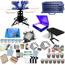6Color 6 Station Screen Printing Kit Press Printer Exposure Dryer Drying Cabinet