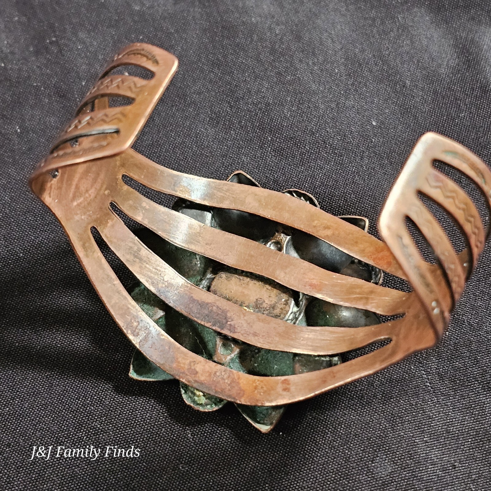 Vtg Bell Solid Copper & Turquoise Cuff Bracelet F… - image 23