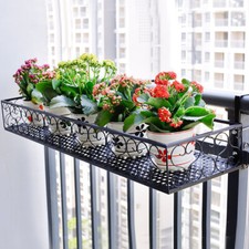 Long Flower Pot Metal Balcony Garden Hanging Herb Box Windowsill Orchid Planter